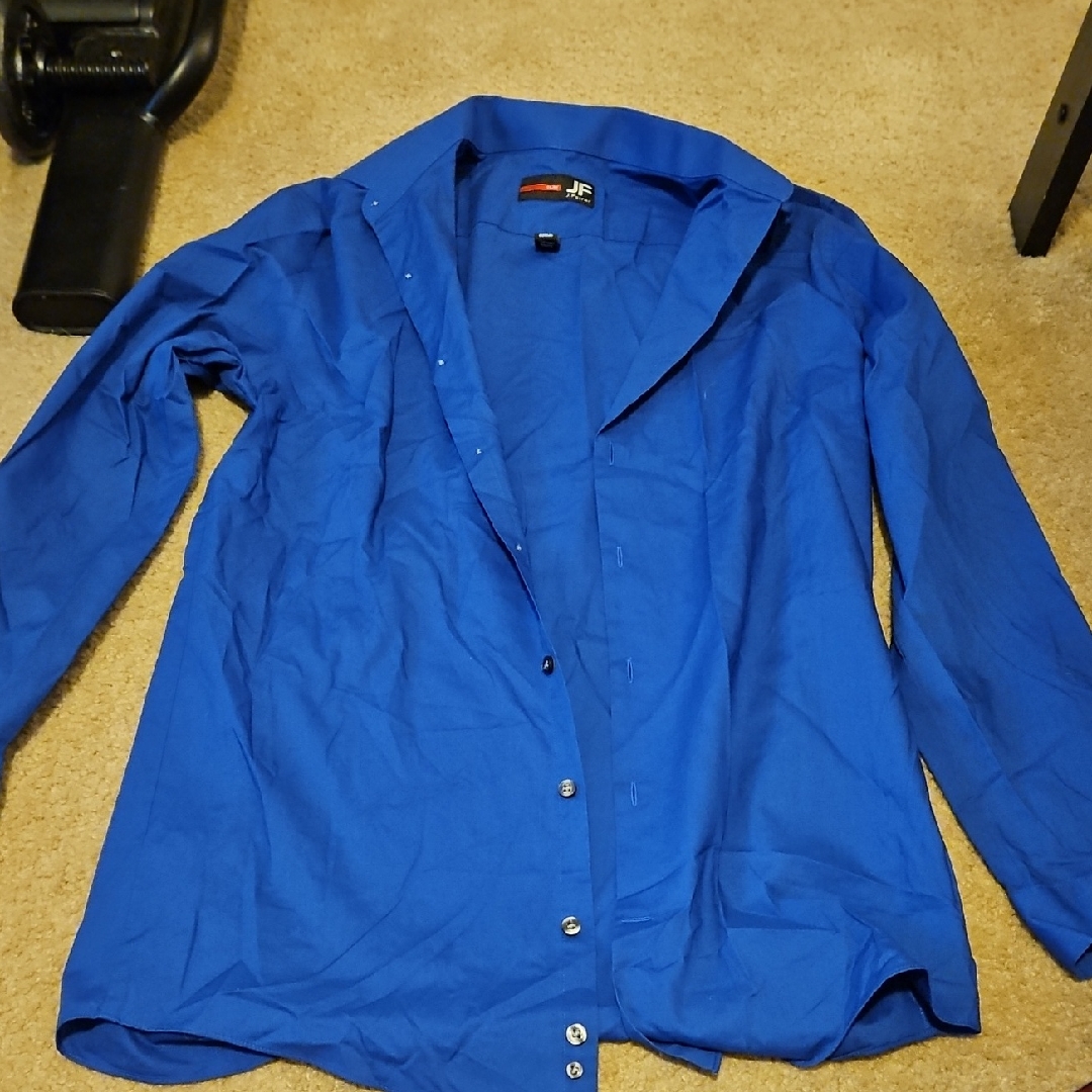 Men's J Ferrar Medium Slim Royal Blue Button-Up Shirt